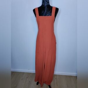 SHEIN Orange Sleeveless Jumpsuit with Wide-Leg Design